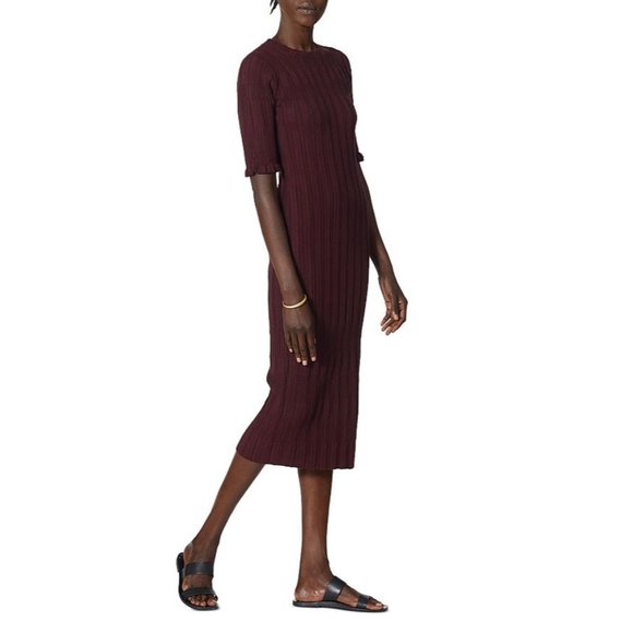JOIE Dendra Rib-Knit Midi Sweater Dress in Rhubarb - NWT - Medium - Picture 3 of 6